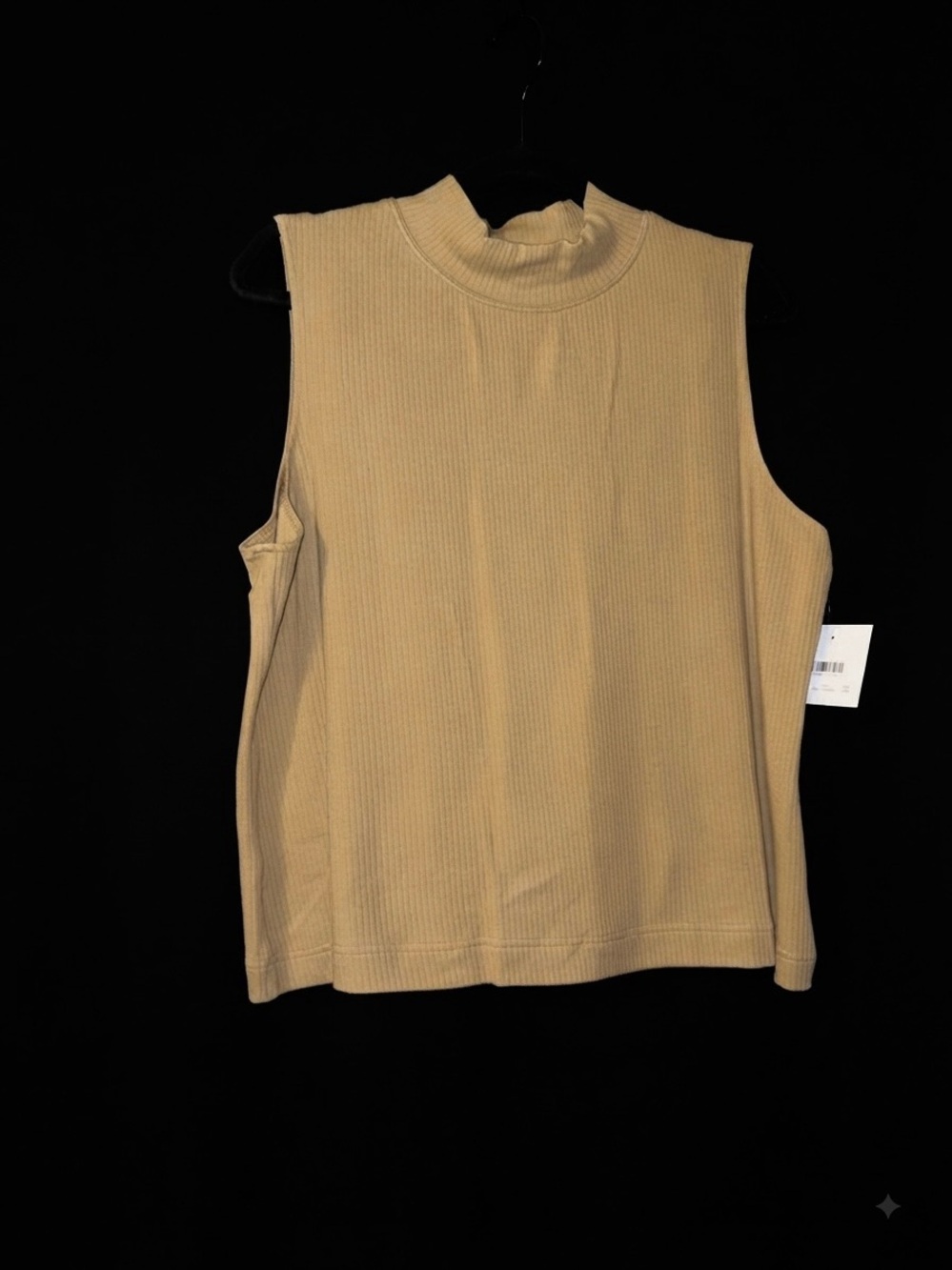 Sag Harbor Ribbed Mock Neck Sleeveless Tank - Tan NWT SIZE 20W
